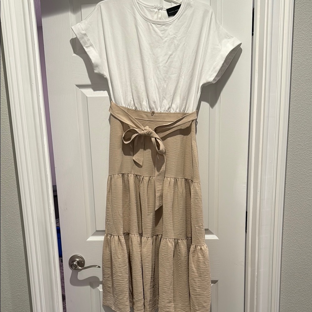 White and Tan Dress